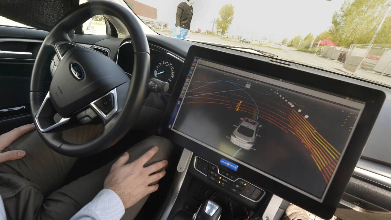 Autofahrt mit einem selbstfahrenden Pkw im Rahmen der Verkehrsforschungskonferenz Transport Research Arena (TRA18) am Dienstag, 17. April 2018, in Wien. 