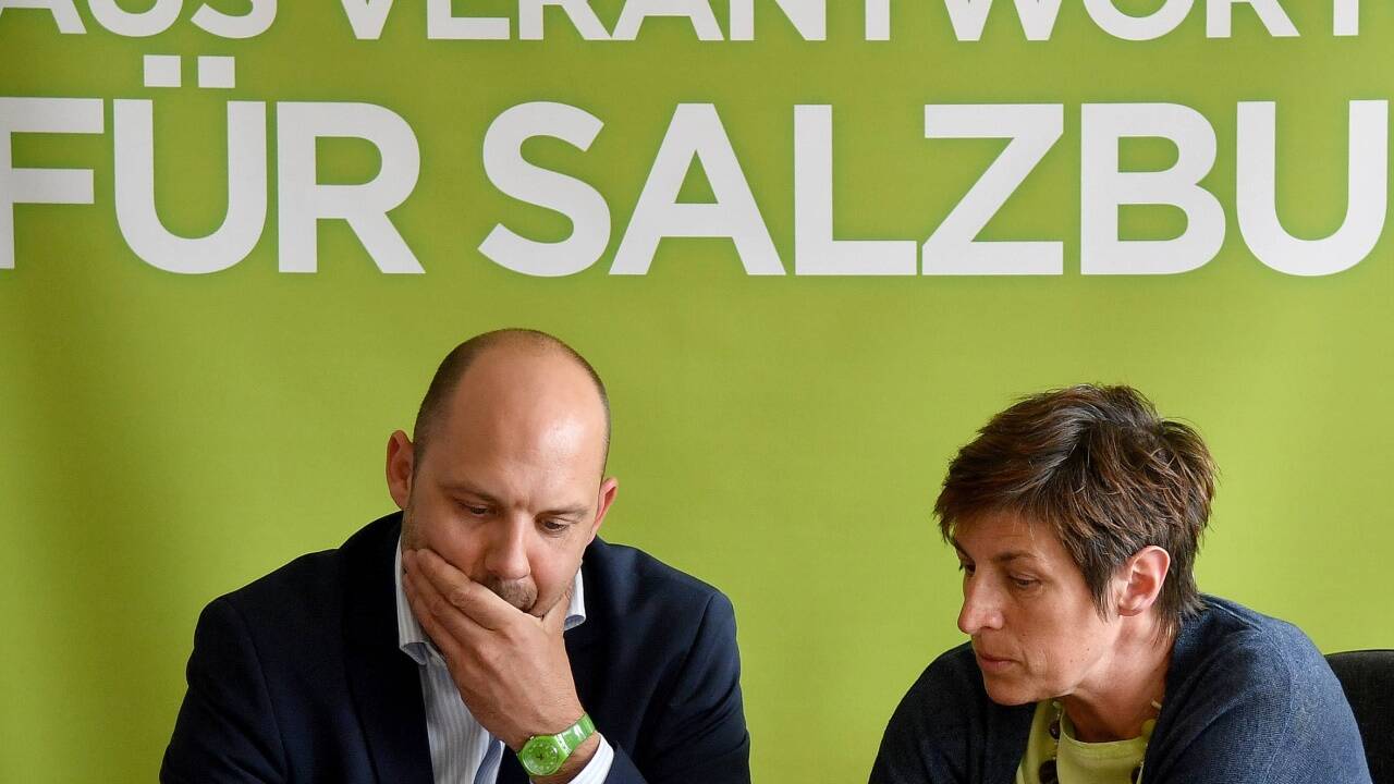 Grünen-Landesgeschäftsführer Rudi Hemetsberger, Salzburgs LHStv. Astrid Rössler (Grüne), vor Beginn des Landesvorstandes der Grünen am Montag, 23. April 2018, in Salzburg. 