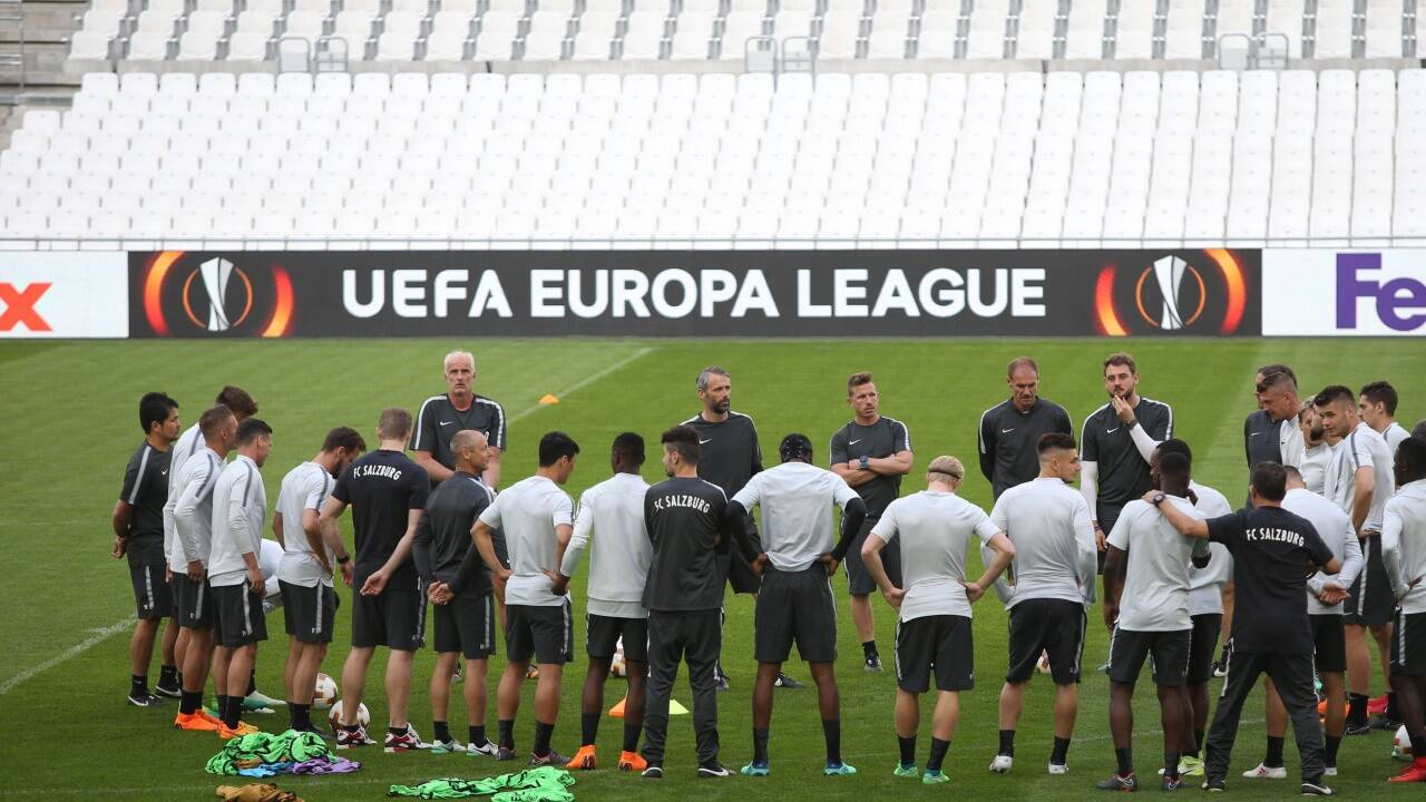 Abschlusstraining von Red Bull Salzburg im Stade Velodrom in Marseille. 