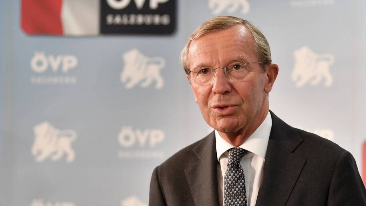 Der Salzburger ÖVP-Obmann Landeshauptmann Wilfried Haslauer, am Mittwoch, 2. Mai 2018, bei einem Statement nach dem ÖVP-Präsidium in Salzburg. 