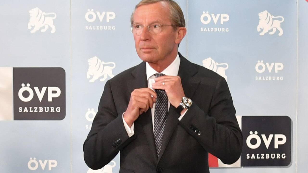 Der Salzburger ÖVP-Obmann Landeshauptmann Wilfried Haslauer, am Mittwoch, 2. Mai 2018, bei einem Statement nach dem ÖVP-Präsidium in Salzburg. 