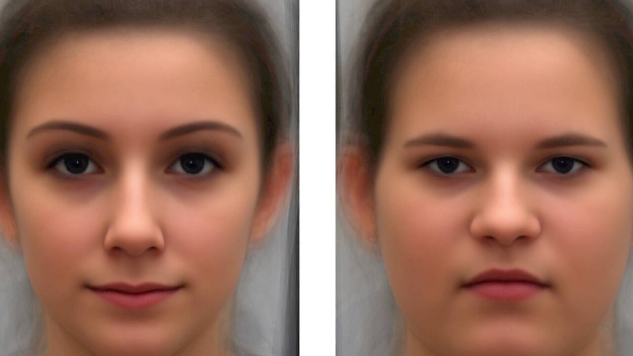 Körperfett verändert die Gesichtsform, wie man hier anhand der Computersimulation sehen kann. 