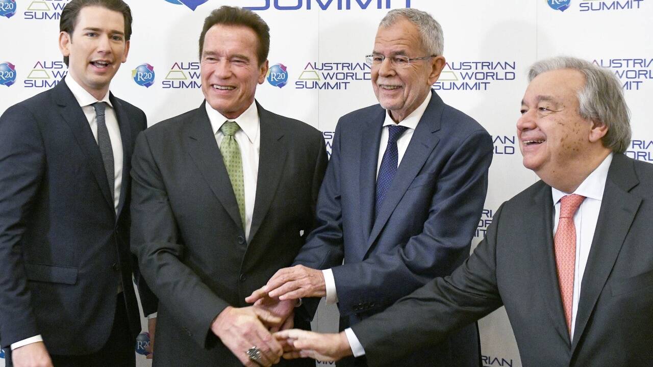 "Austrian World Summit" mit Arnold Schwarzenegger und Co. in der Wiener Hofburg.  'Austrian World Summit' mit Arnold Schwarzenegger und Co. in der Wiener Hofburg.