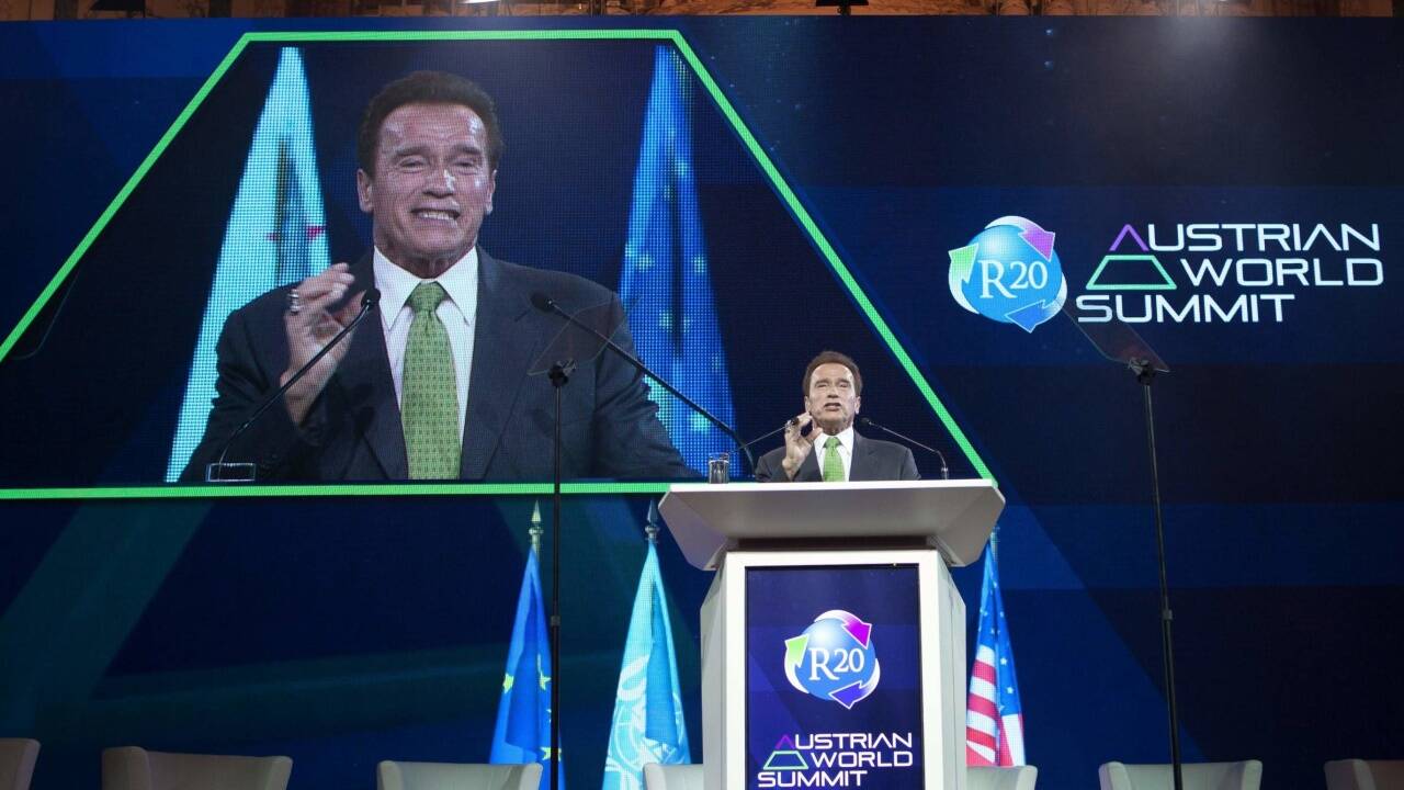 "Austrian World Summit" mit Arnold Schwarzenegger und Co. in der Wiener Hofburg.  'Austrian World Summit' mit Arnold Schwarzenegger und Co. in der Wiener Hofburg.