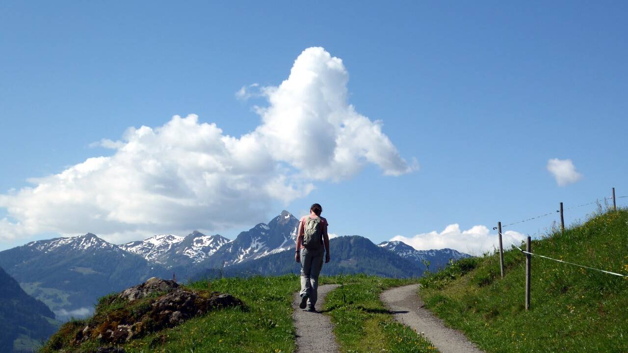 Der Anstieg zur Hochleit’n-Alm kommt dem Himmel immer näher. 