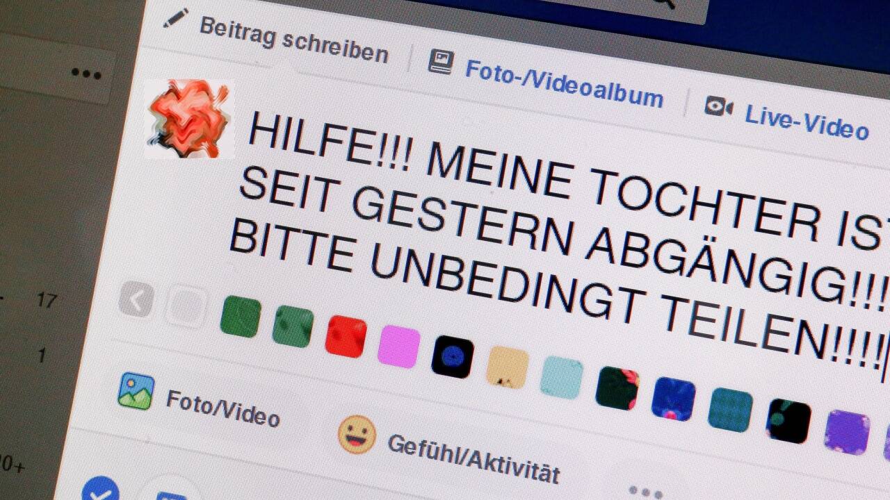 Private Vermisstenaufrufe seien problematisch, sagt die Polizei. 