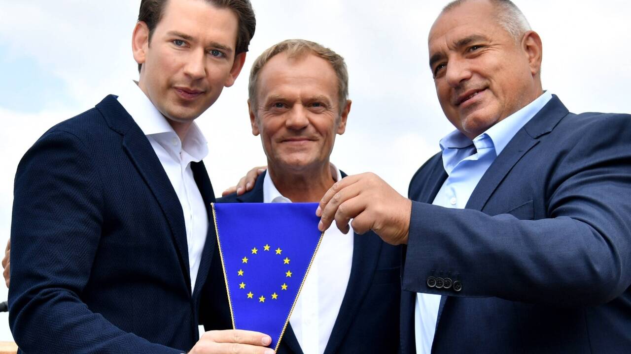 Übergabe des EU-Ratsvorsitzes an Österreich in Schladming. 