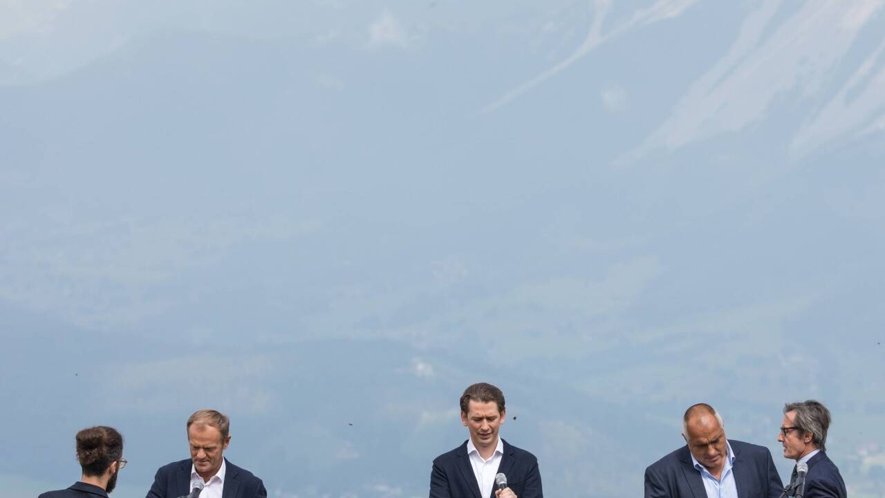 Übergabe des EU-Ratsvorsitzes an Österreich in Schladming. 