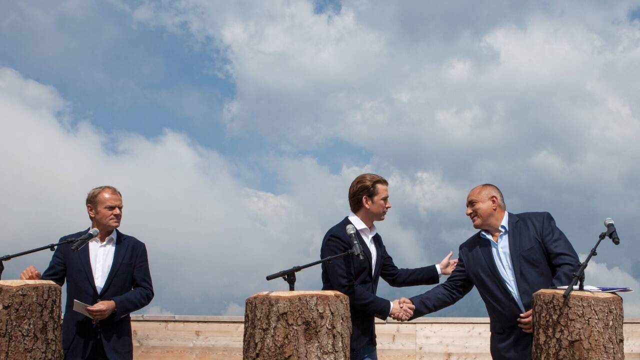 Übergabe des EU-Ratsvorsitzes an Österreich in Schladming. 