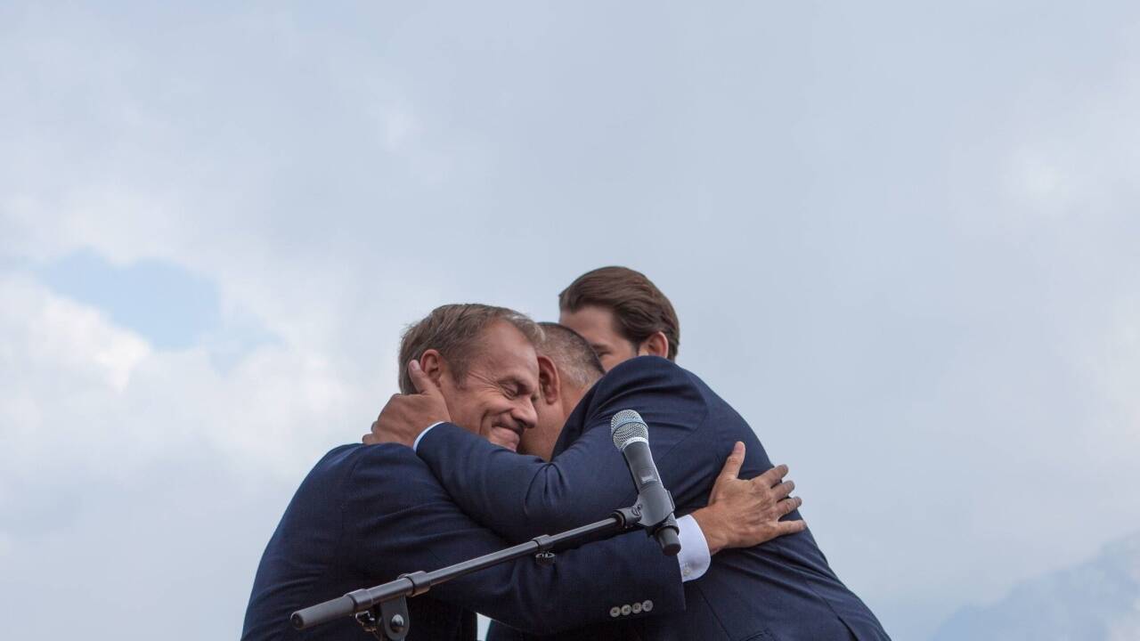 Übergabe des EU-Ratsvorsitzes an Österreich in Schladming. 