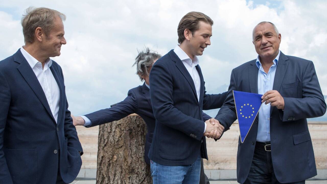 Übergabe des EU-Ratsvorsitzes an Österreich in Schladming. 