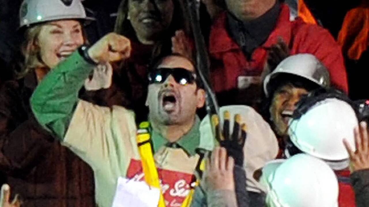 Copiapo im Norden Chiles, es ist der 13. Oktober 2010: Mario Sepulveda nach der Rettung aus der eingestürzten Mine. 