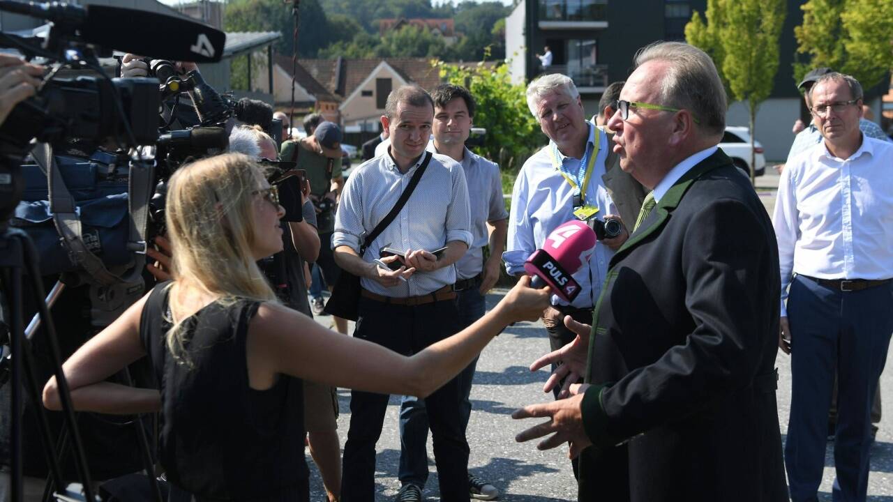 Bürgermeister Karl Wratschko am Samstag, 18. August 2018, anl. der Hochzeit von Außenministerin Karin Kneissl (FPÖ) in Gamlitz in der Steiermark.  