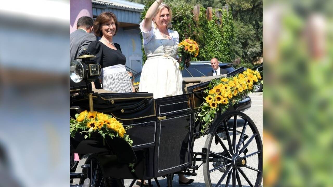 Außenministerin Karin Kneissl (FPÖ) am Samstag, 18. August 2018, anl. ihrer Hochzeit in Gamlitz in der Steiermark.  