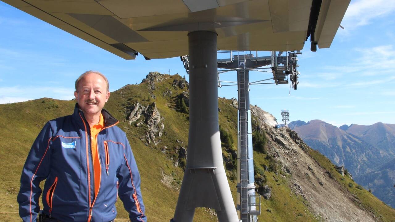 Franz Schafflinger bei der Bergstation der neuen Schlossalmbahn in Bad Hofgastein. 