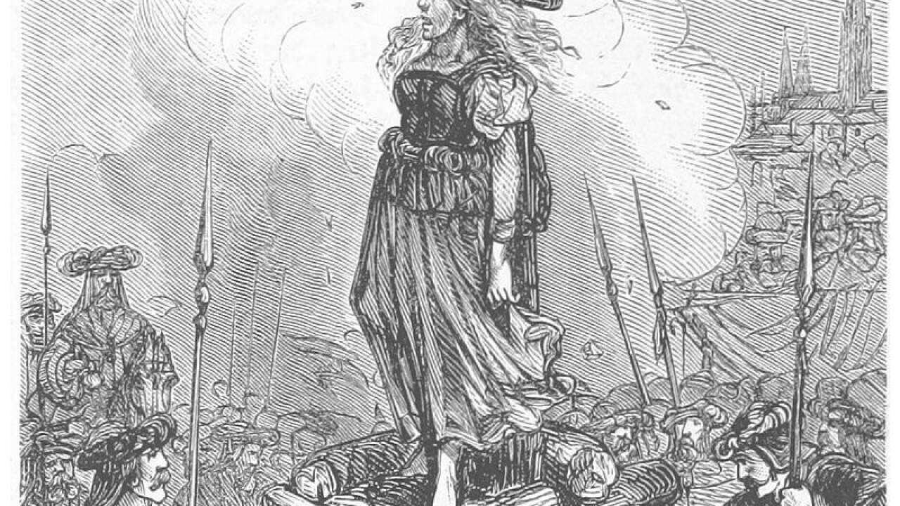 1583: Einzige Hexenverbrennung von Wien: Die aus Mank in Niederösterreich stammende siebzigjährige Elisabeth Plainacher (hier auf einer Darstellung ca. 1880) war schuldig gesprochen worden, ihre sechzehnjährige Enkelin „verhext“ zu haben. 