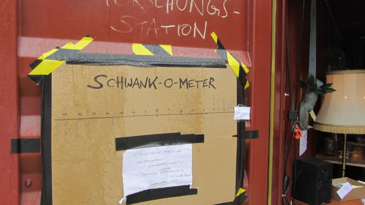 Im Container gibt es auch einen Schwank-O-Meter, mit dem man seinen Lieblings-Schwank-Radius ausmessen kann.  