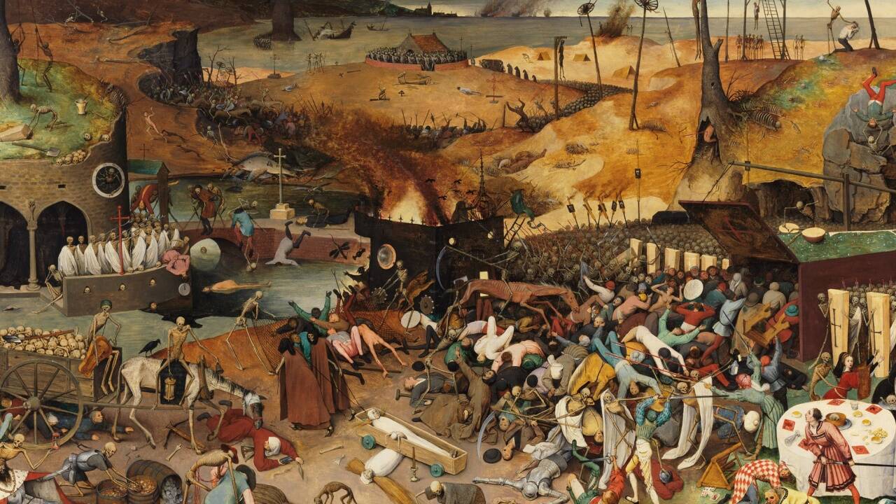 Pieter Bruegel d. Ä. (um 1525/30 vermutlich inBreugel oder Antwerpen ‒ 1569 Brüssel)<br>Der Triumph des Todes Vermutlich nach 1562.  Pieter Bruegel d. Ä. (um 1525/30 vermutlich inBreugel oder Antwerpen ‒ 1569 Brüssel)<br>Der Triumph des Todes Vermutlich nach 1562.