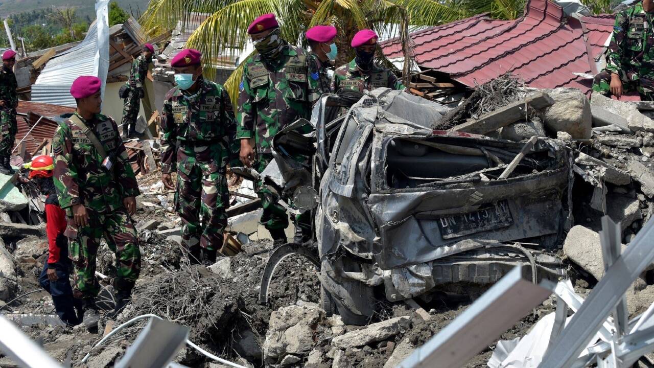 Massive Zerstörungen in der Stadt Palu. 