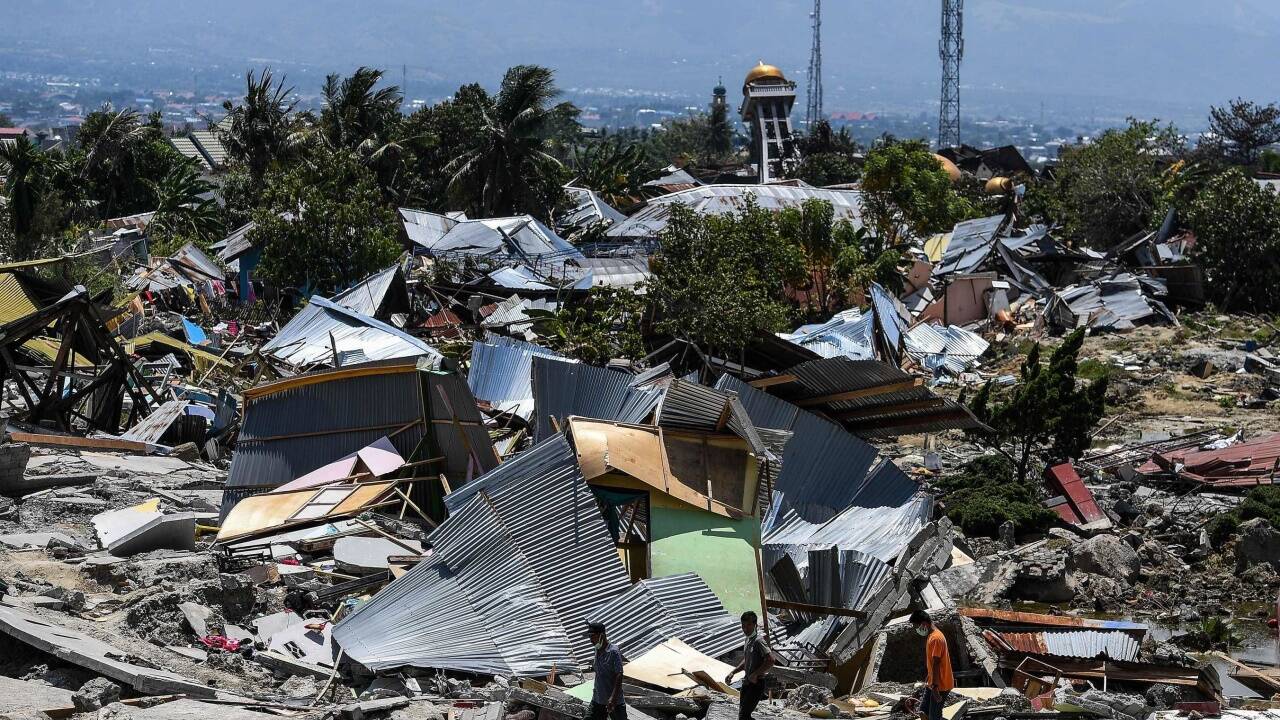 Massive Zerstörungen in der Stadt Palu. 