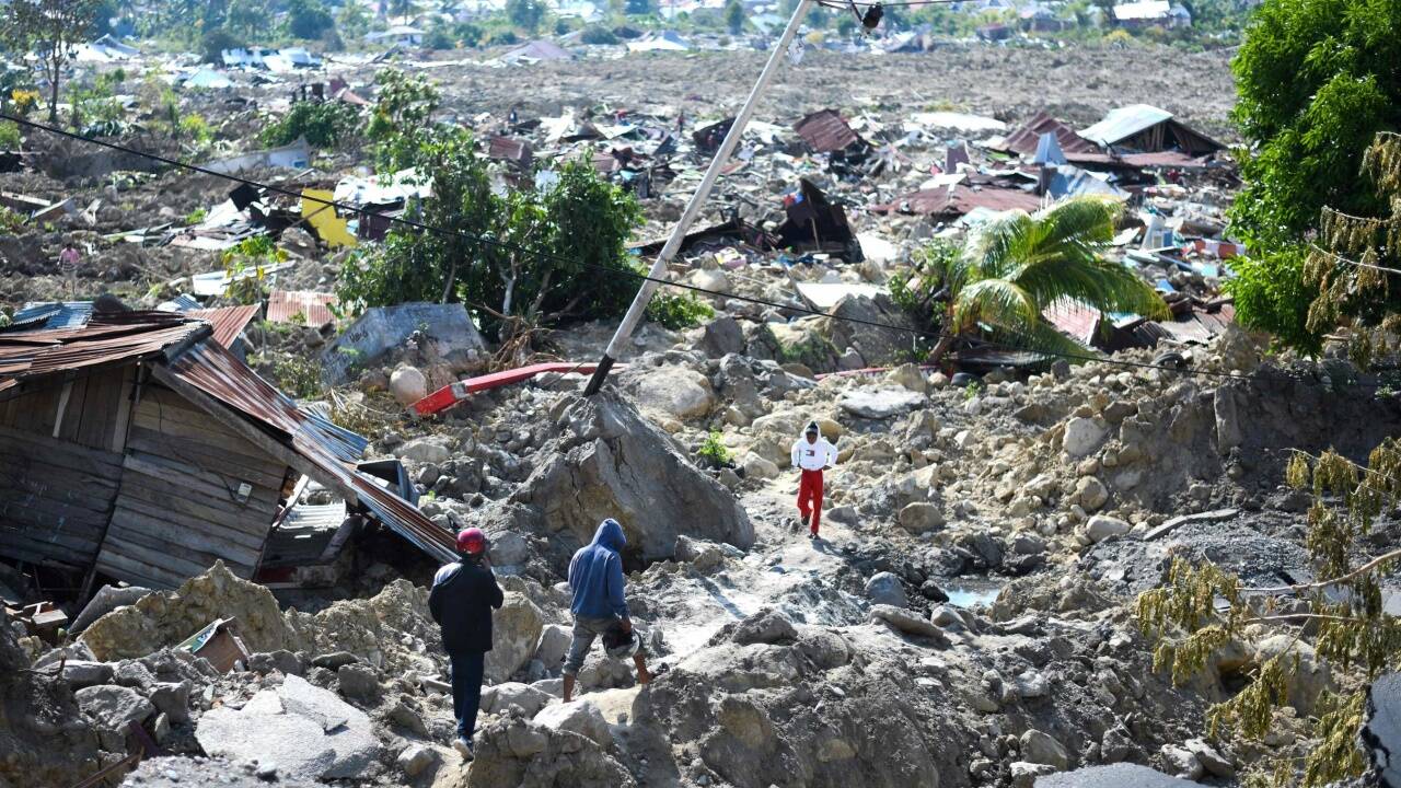 Massive Zerstörungen in der Stadt Palu. 