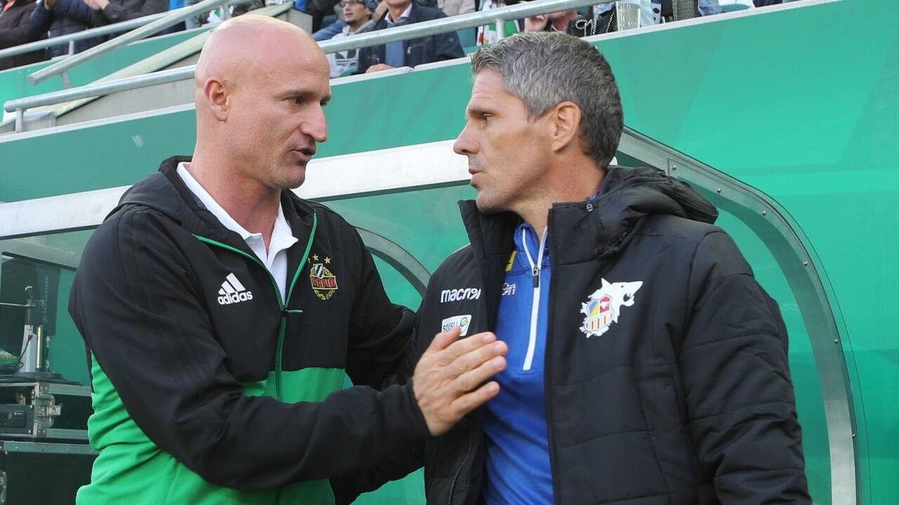 Ablöse in Hütteldorf: Goran Djuricin musste seine Funktion als Rapid-Trainer zurücklegen, Didi Kühbauer (r.) ist sein Nachfolger. Das Foto entstand am Samstag (29. September 2018) vor dem Meisterschaftsspiel zwischn Rapid Wien und St. Pölten (0:2).   Ablöse in Hütteldorf: Goran Djuricin musste seine Funktion als Rapid-Trainer zurücklegen, Didi Kühbauer (r.) ist sein Nachfolger. Das Foto entstand am Samstag (29. September 2018) vor dem Meisterschaftsspiel zwischn Rapid Wien und St. Pölten (0:2).