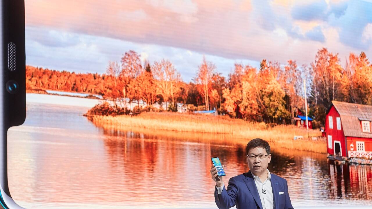 Huaweis Smartphone-Boss Richard Yu stellte in London das neue Mate 20 vor.  Huaweis Smartphone-Boss Richard Yu stellte in London das neue Mate 20 vor.