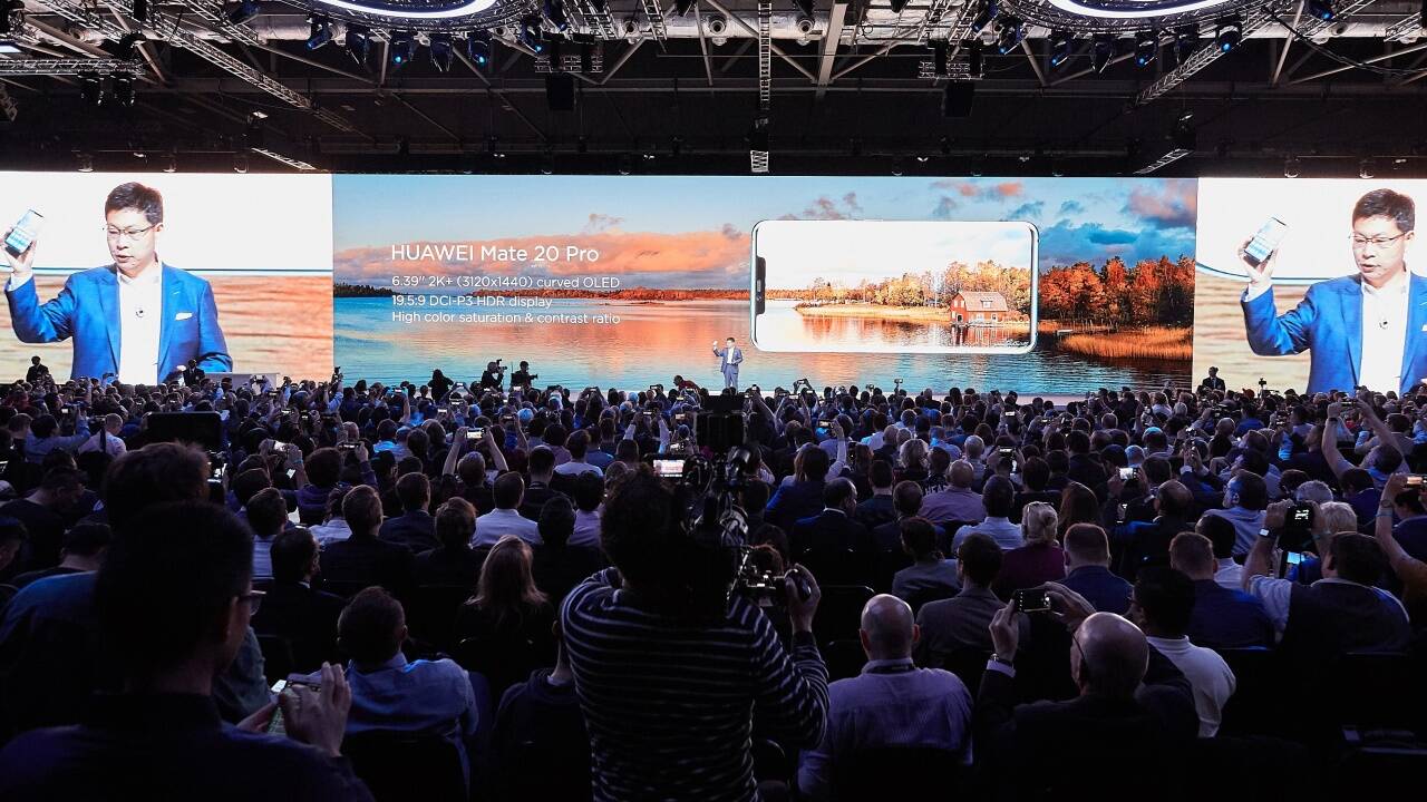 Huaweis Smartphone-Boss Richard Yu stellte in London das neue Mate 20 vor.  Huaweis Smartphone-Boss Richard Yu stellte in London das neue Mate 20 vor.