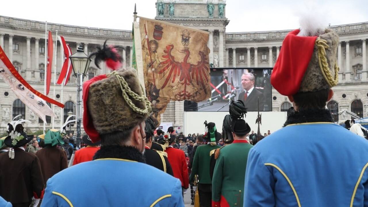 Festakt mit den Salzburger Schützen und Musikkapellen zum 100-Jahr-Jubiläum der Republik Österreich in Wien.  