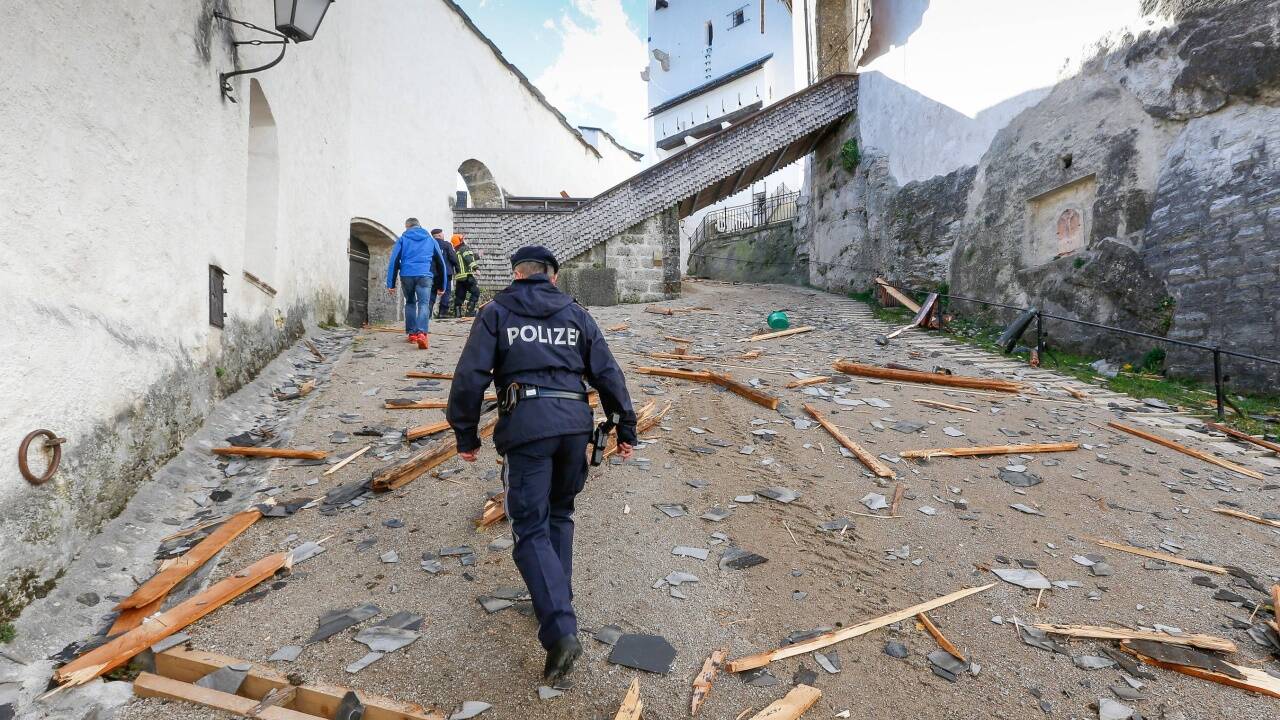 Die Festung Hohensalzburg wurde von den Sturmböen heftig getroffen.  