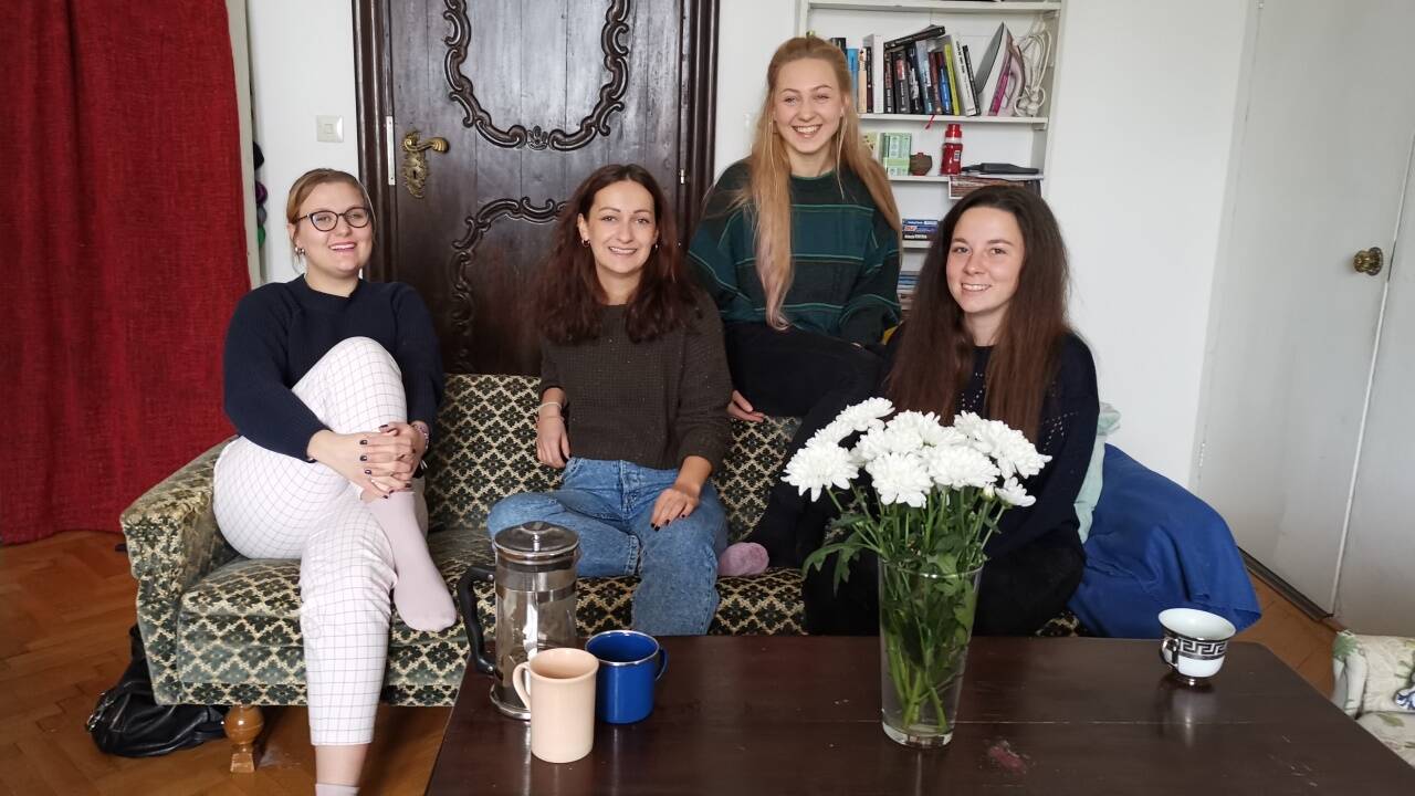 Verena Zehentner, Nina Zimmermann, Maike Engel und Franziska Fowles nehmen an der WG-Challenge teil. 