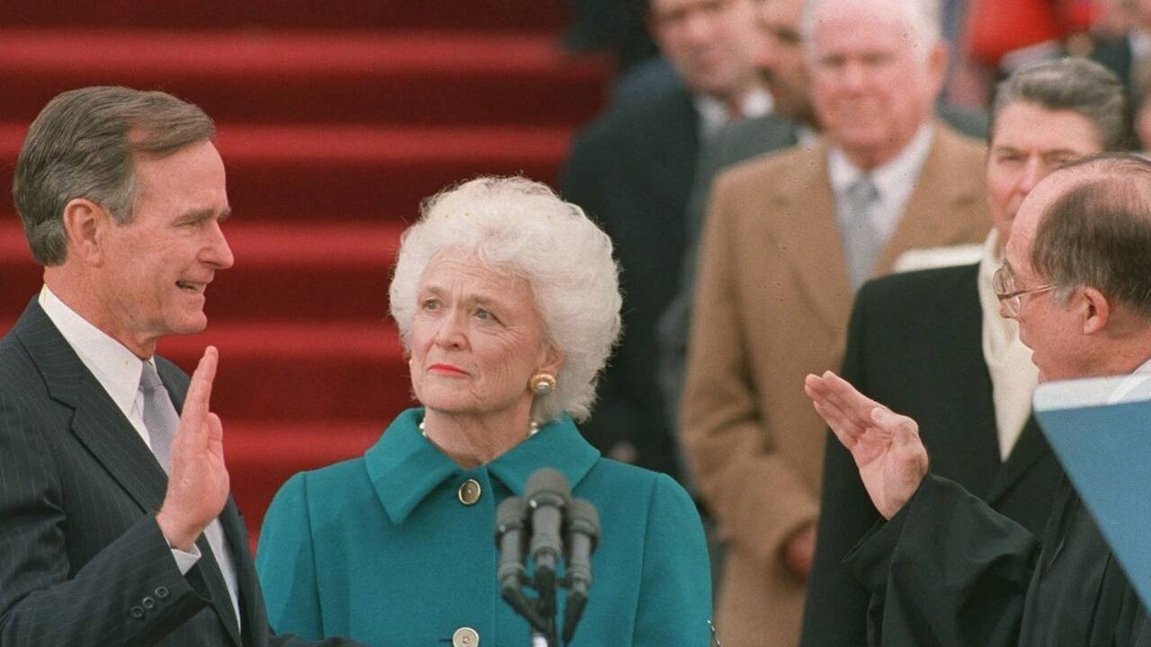 Angelobung 1989 als 41. Präsident der Vereinigten Staaten. 