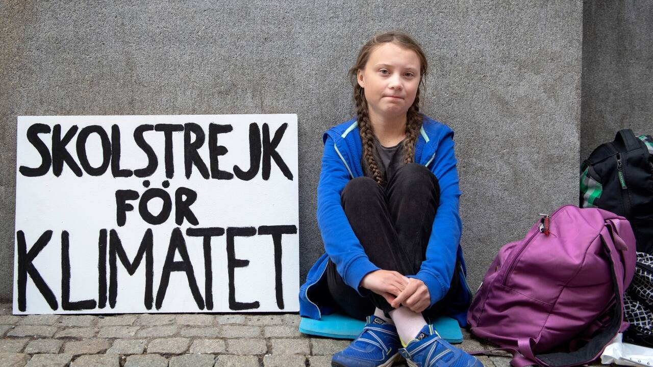 So fing alles an: Greta schwänzt Schule und demonstriert vor dem Parlament in Stockholm. 
