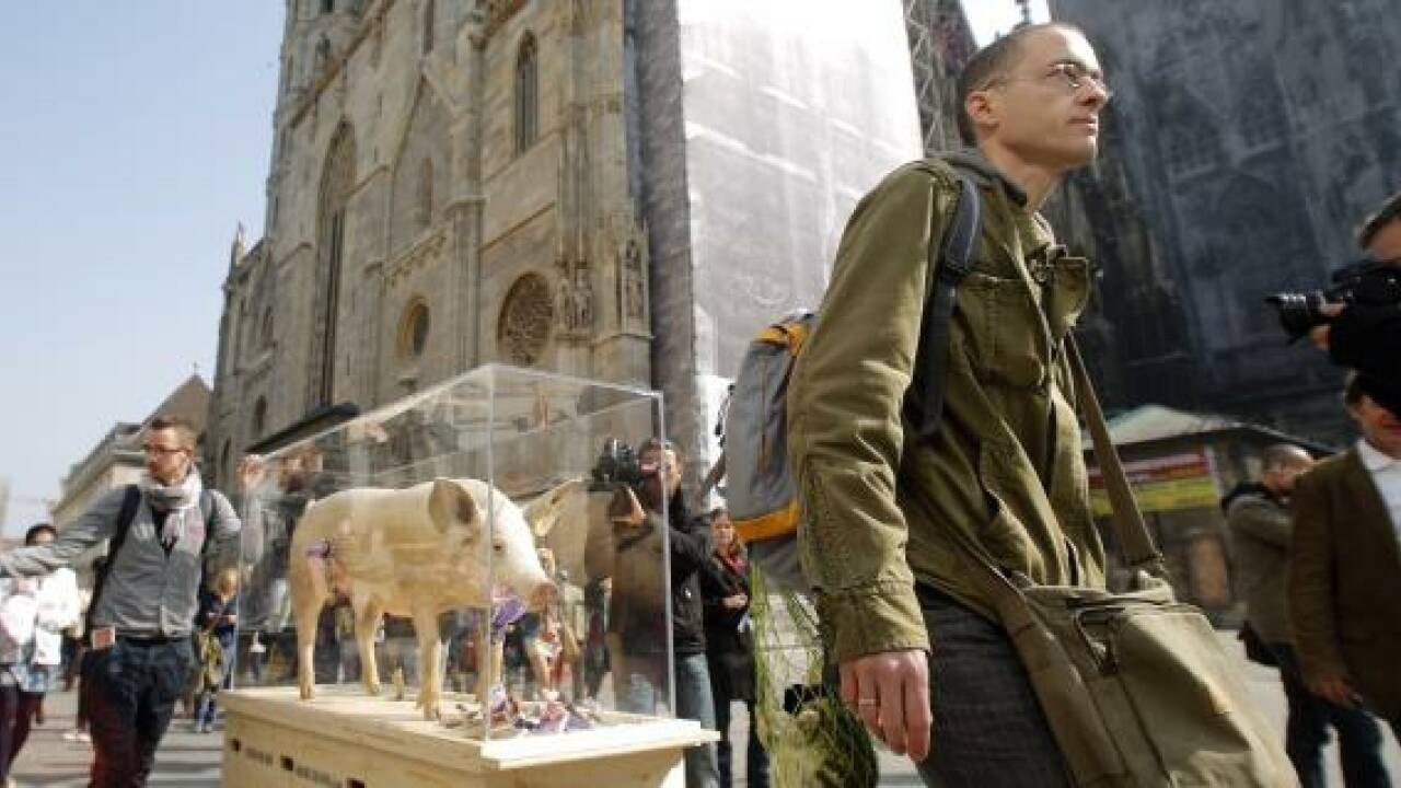 Eine Sau gegen die Gier in der Wiener Innenstadt