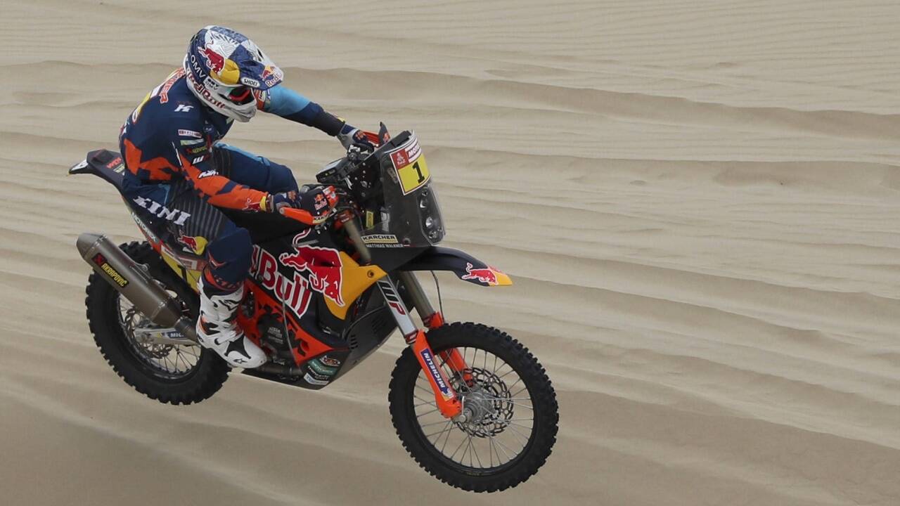 Der Biker in der Wüste: Matthias Walkner auf der ersten Etappe der Dakar 2019. 