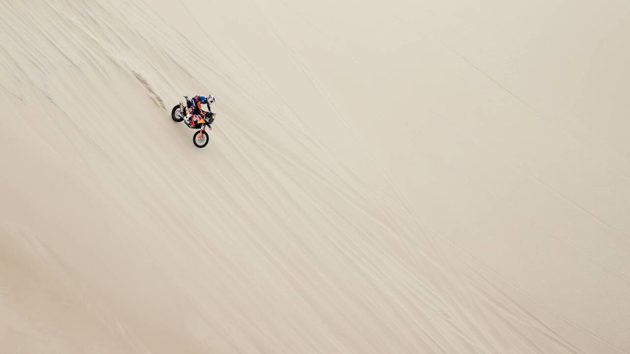 Der Biker in der Wüste: Matthias Walkner auf der ersten Etappe der Dakar 2019. 