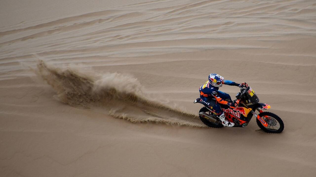 Der Biker in der Wüste: Matthias Walkner auf der ersten Etappe der Dakar 2019. 