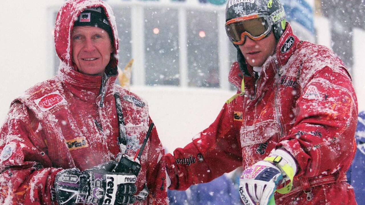 Starker Schneefall hat in Flachau oft eine Rolle gespielt – wie hier im Jahr 1995 (hier mit Werner Margreiter und Armin Assinger).  