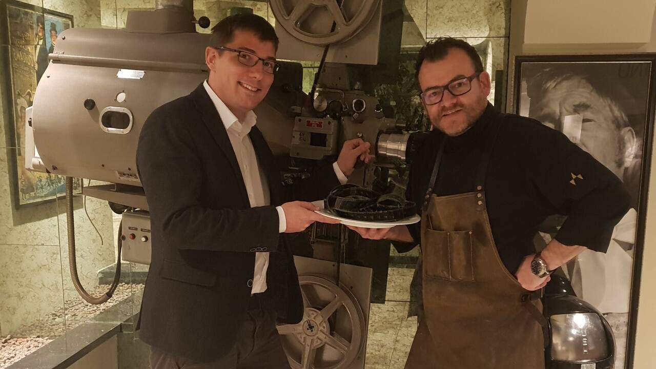 Mozartkino-Chef Krammer mit „Cook&Wine“-Chef Grahamer. 