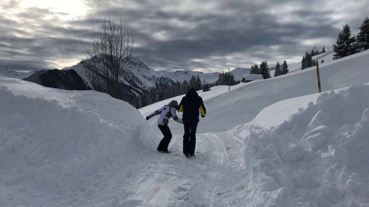 David Hasselhoff und seine Frau Hayley genossen am Dienstag den Winter auf der Walleggalm im Pinzgauer Glemmtal.  