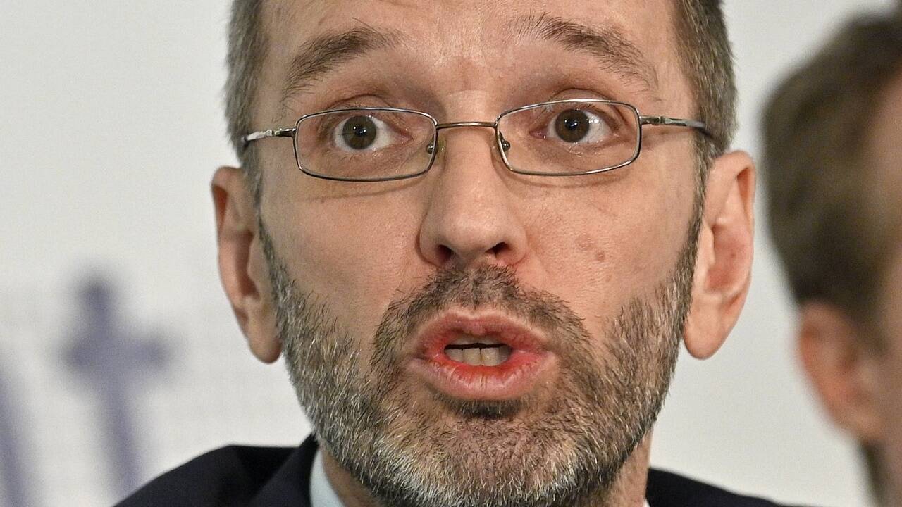 Innenminister Herbert Kickl bei der Pressekonferenz am Donnerstag. 