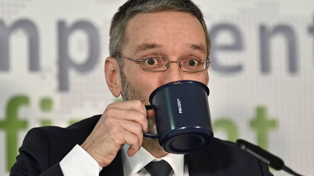 Innenminister Herbert Kickl bei der Pressekonferenz am Donnerstag. 