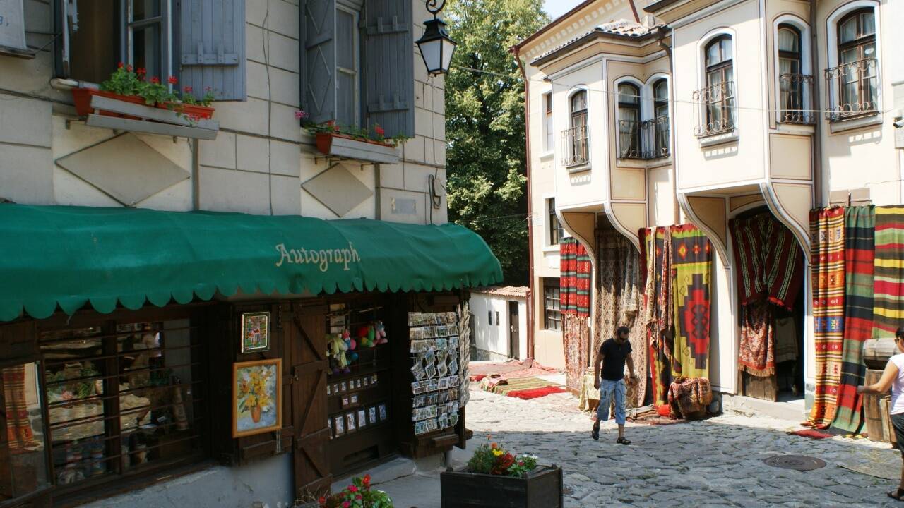 Plovdivs malerische Altstadtgässchen. 