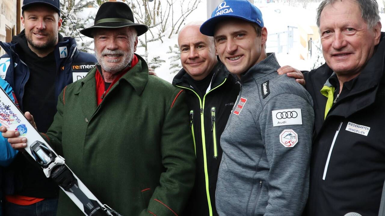 Aksel Lund Svindal, Arnold Schwarzenegger, Johan Eliasch, Matthias Mayer und Franz Klammer.  