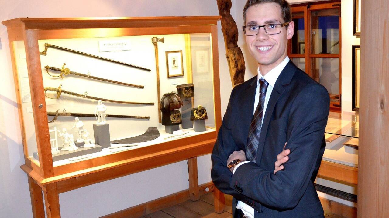 Andreas Herzog (22) im Raum „Glückauf“ des Bergbau- und Gotikmuseums.  