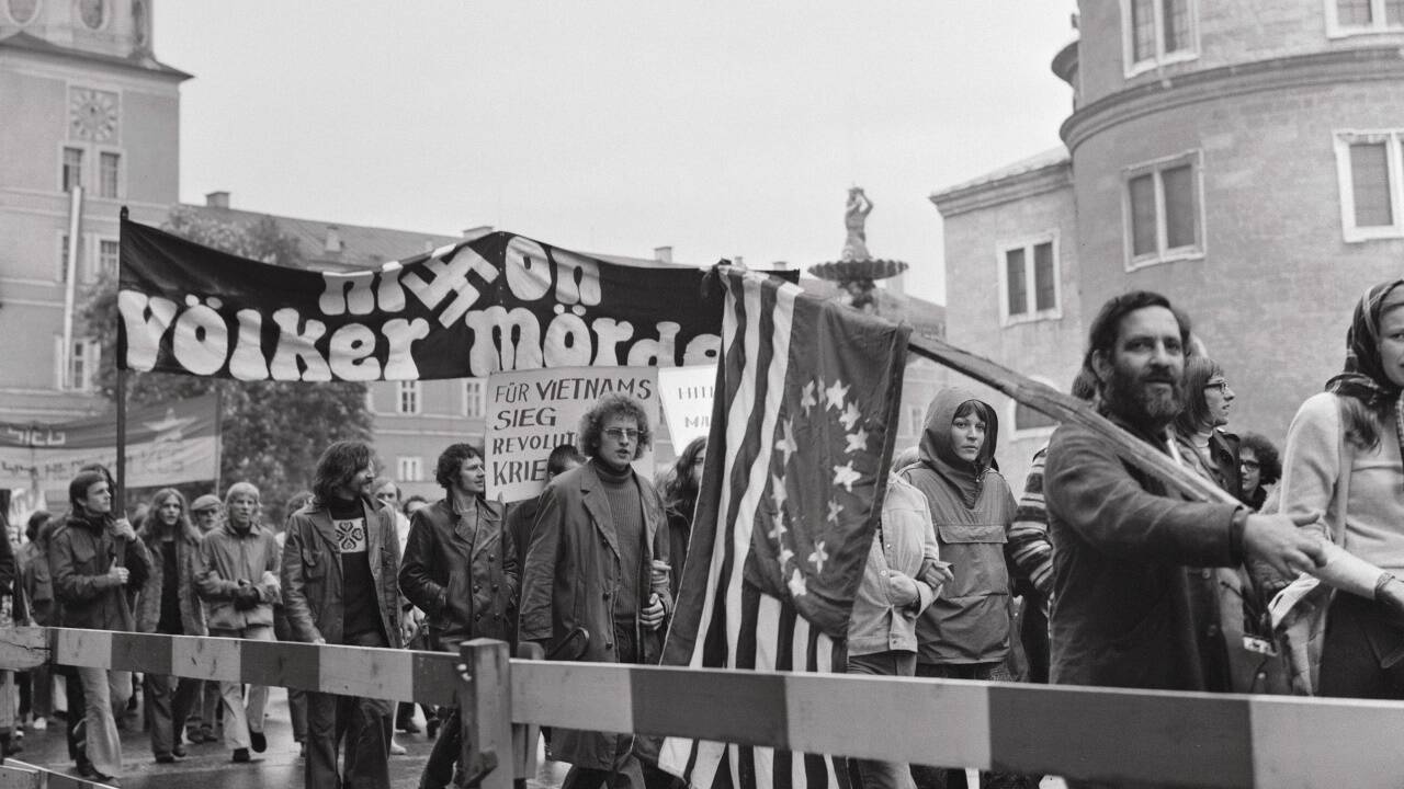 Heißer Empfang für Richard Nixon 1972 in Salzburg: Studenten demonstrieren gegen den Vietnamkrieg. 