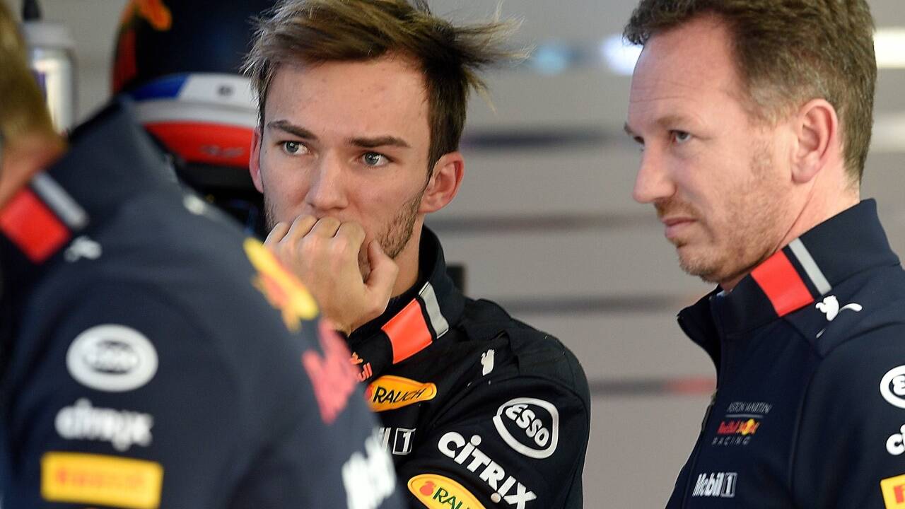 Oje: Pierry Gasly crashte den neuen RB15, Red-Bull-Boss Christian Horner (rechts) war „not amused“. 