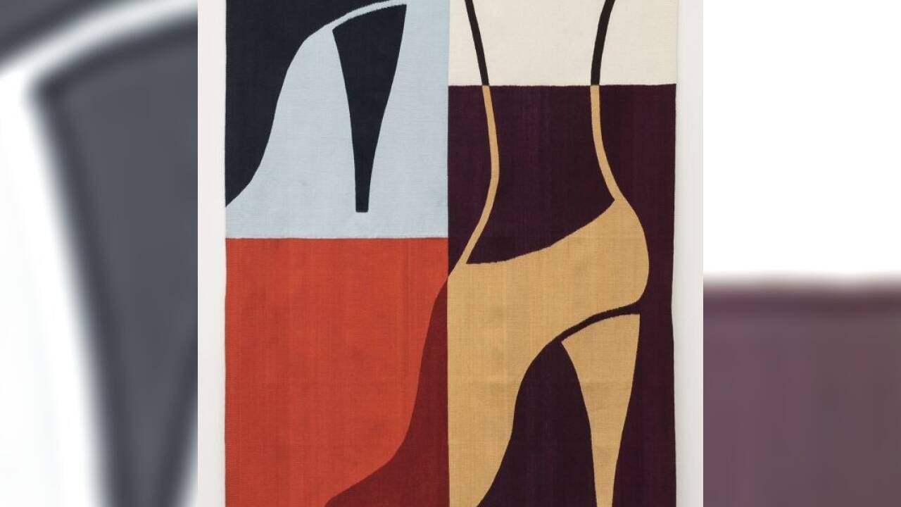 Wandteppich aus gedrehter Wolle von Ulrike Müller.  