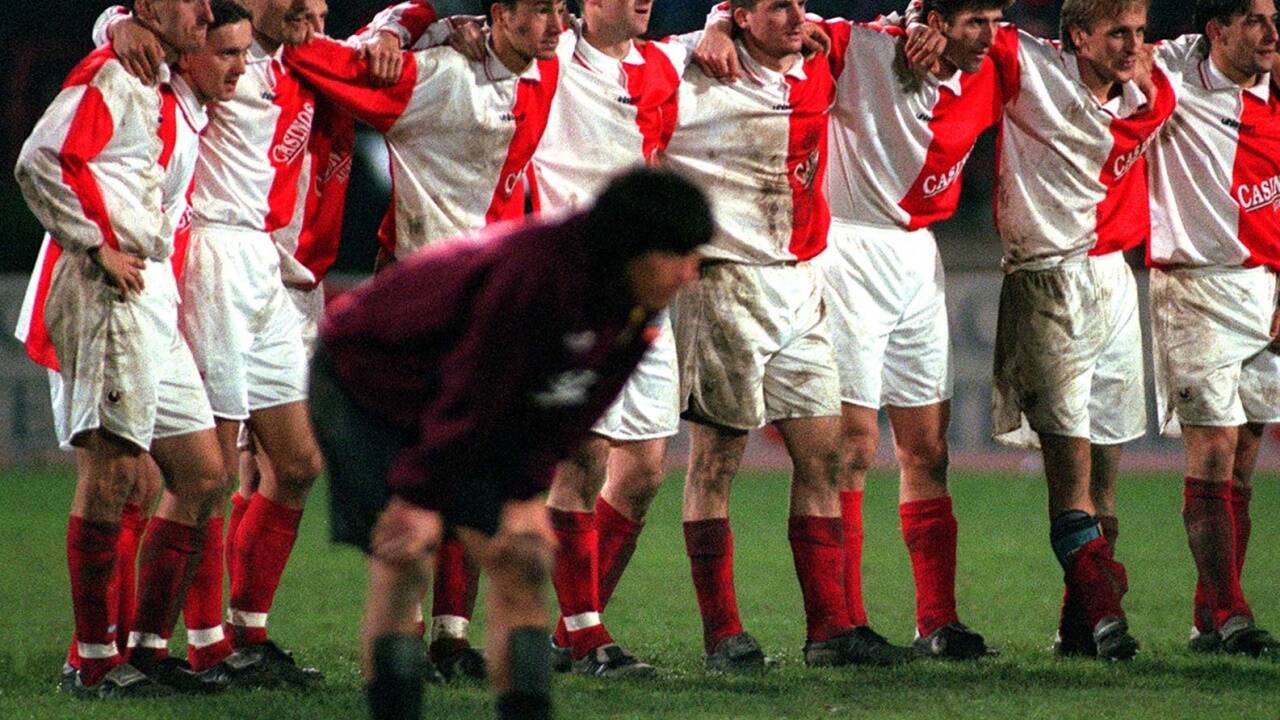 Der GAK 1996 im Elfmeterschießen gegen Inter Mailand mit Ivan Zamorano.  