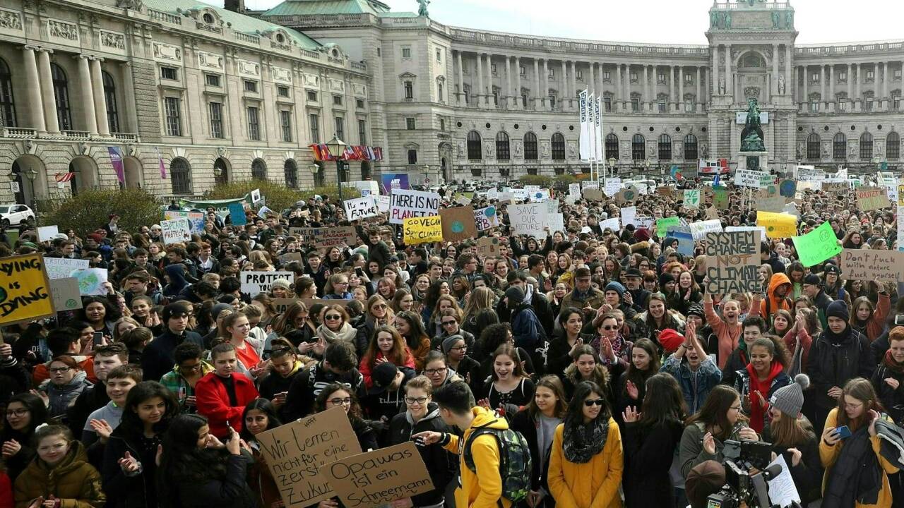 Bilder vom Schulstreik in Wien. 